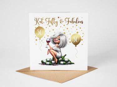 Personalised 50th Birthday Card | Unique Handmade Design for Her | Custom Greeting & Birthday Wisheds Wishes