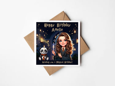 Personalised Wizard Birthday Card | Magical Custom Greeting Card for Boys & Girls | Unique Fantasy Theme