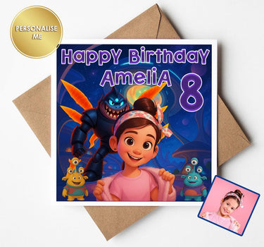 Personalised Alien Cartoon Style Birthday & Greeting Cards from Your Own Photo | Great Gift for Any Birthday, Cartoon birthday card.