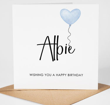 Personalised Birthday Card, Custom Name, Heart Balloon, Any Age Celebration for that special person, Daughter, Son, Brother, Sister, Friend