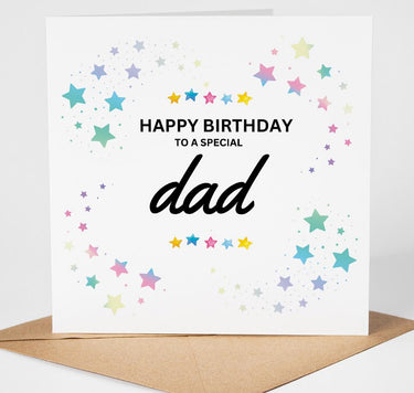 Dad Birthday Card, Happy Birthday Dad Card, Father Birthday Card, Special Dad Card, Colourful Star Design