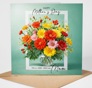 Floral Mother's Day Card, Vibrant Bouquet Design
