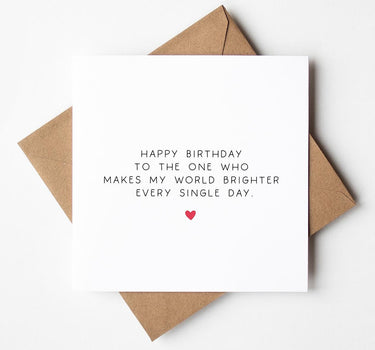 Birthday Card, Partner Husband Wife Boyfriend or Girlfriend, Romantic Birthday Card for Him or Her, Minimalist Typography Birthday Card