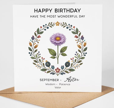 September Birth Flower Birthday Card, Birth Month Flower Card, September Birthday Card for Her, Mum Sister Aunt Special Friend Greeting Card