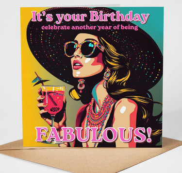 Chic Birthday Card for Her, Glamorous Woman, Colourful Fun Friend Card