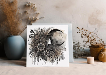 Boho Greeting Card | Moon & Floral Design, All Occasions