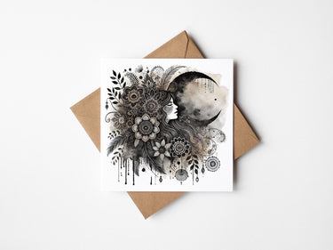 Boho Greeting Card | Moon & Floral Design, All Occasions