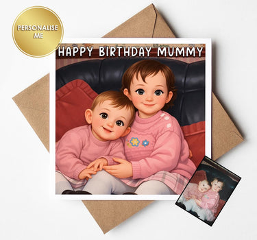 Cartoon Photo Birthday Card – Personalised From Your Photo – Custom Animated Style Card – Unique Birthday Gift