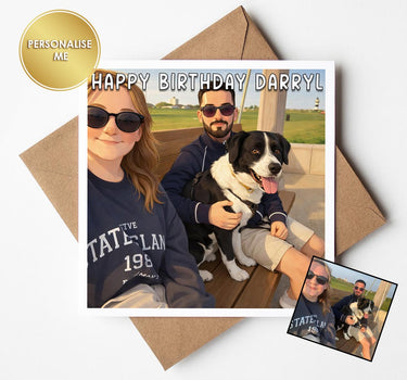 Cartoon Photo Birthday Card – Personalised From Your Photo – Custom Animated Style Card – Unique Birthday Gift