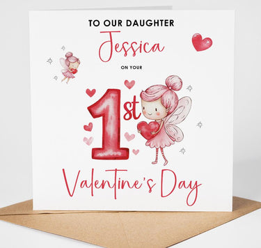 Personalised Baby Girl’s 1st Valentine’s Day Card for Daughter Niece or Granddaughter – Cute First Valentine Keepsake Card