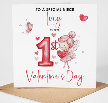 Personalised Baby Girl’s 1st Valentine’s Day Card for Daughter Niece or Granddaughter – Cute First Valentine Keepsake Card