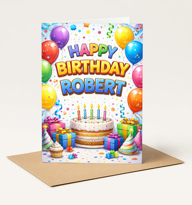 Personalised Birthday Card Any Age | Custom Name or Relationship Card for Mum Dad Grandad Son Daughter | Colourful Birthday Card