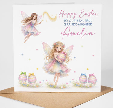 Personalised Fairy Easter Card, Granddaughter, Daughter, Niece Easter Card, Little Girl, Custom Name Easter Card, Cute Easter Card for girl