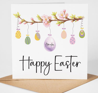 Personalised Easter Egg Card up to five Names, Custom Family Easter Card, Easter Egg Card for Grandchildren, Children, Cute Easter Card