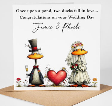 Personalised Newly Weds 2026 Wedding Card, Whimsical Wedding Ducks, Mr & Mrs, Mrs  Mrs, Mr Mr, Surname, Custom names, Congratulations