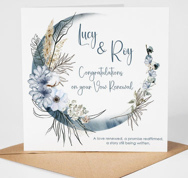 Personalised Vow Renewal Card, Whimsical Wedding Renewal Congratulations Card, Custom Names Card, Renewal Couple Keepsake, Love Story Card