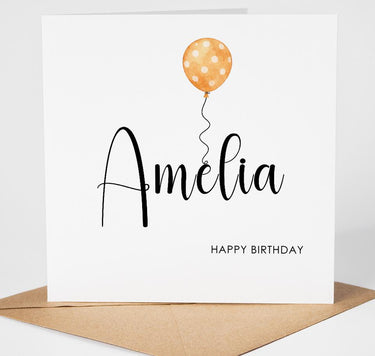 Personalised Happy Birthday Card, Multiple Balloon Colour Choice Custom Birthday Card, Minimalist Celebration Card, Any age, Unisex card