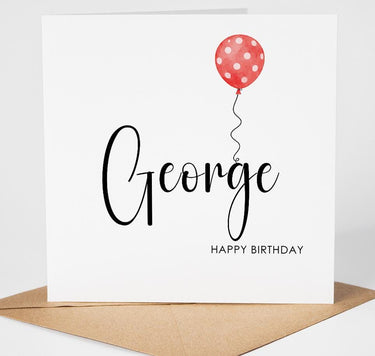 Personalised Happy Birthday Card, Multiple Balloon Colour Choice Custom Birthday Card, Minimalist Celebration Card, Any age, Unisex card