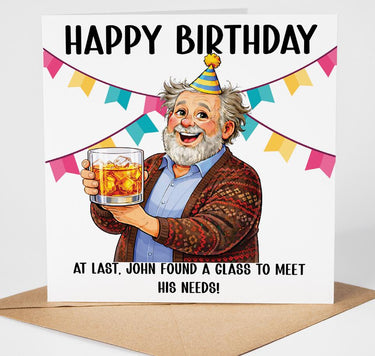 Personalised Funny Birthday Card, Grandad Dad Brother Card, Joke Birthday Card, Whiskey & Wine Joke, Whisky or Wine Lover Card