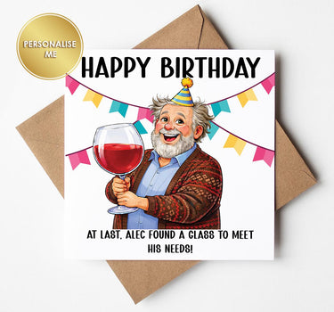 Personalised Funny Birthday Card, Grandad Dad Brother Card, Joke Birthday Card, Whiskey & Wine Joke, Whisky or Wine Lover Card
