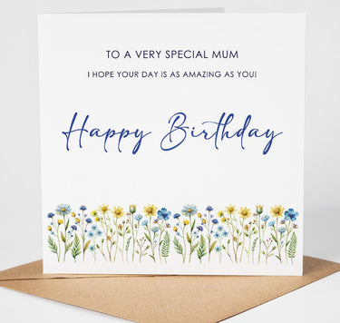Personalised Special Friend Birthday Card, Custom Foil Card for Mum Daughter Sister Grandma, Elegant Wildflower Special Occasion