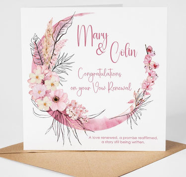 Personalised Vow Renewal Card, Whimsical Wedding Renewal Congratulations Card, Custom Names Card, Renewal Couple Keepsake, Love Story Card