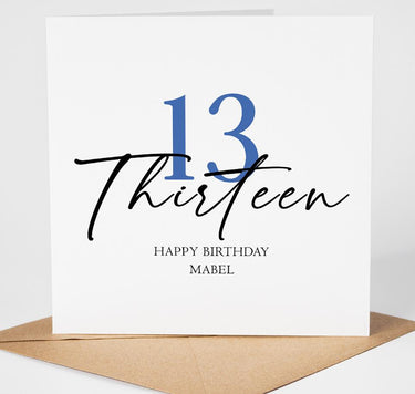 Personalised 13th Birthday Card, Custom Name Thirteen Birthday Card, Modern Teen Birthday Card, 13 Birthday Card Daughter Son Niece Nephew
