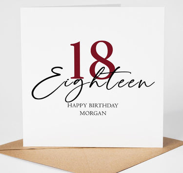 Personalised 18th Birthday Card With Name, Custom Eighteenth Birthday Card, Minimalist 18 Card, Modern Milestone Birthday Card