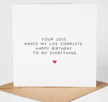 Romantic Birthday Card for Partner, Boyfriend or Girlfriend, Minimalist Love Card for Him or Her, Romantic Card, Husband Wife Birthday