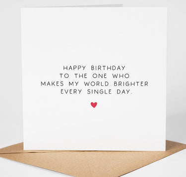 Birthday Card, Partner Husband Wife Boyfriend or Girlfriend, Romantic Birthday Card for Him or Her, Minimalist Typography Birthday Card