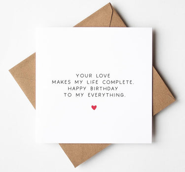 Romantic Birthday Card for Partner, Boyfriend or Girlfriend, Minimalist Love Card for Him or Her, Romantic Card, Husband Wife Birthday