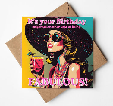 Chic Birthday Card for Her, Glamorous Woman, Colourful Fun Friend Card