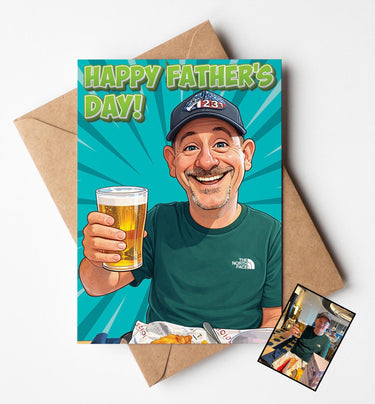 Funny Father's Day Card, Custom Caricature Father's Day Card, Photo Conversion Card, Funny Illustration Card