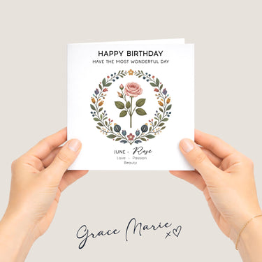 June Birth Flower Birthday Card, Rose Birthday Card for her, Botanical Floral Card, Birth Month Flower Card, Elegant Birthday Card Mum