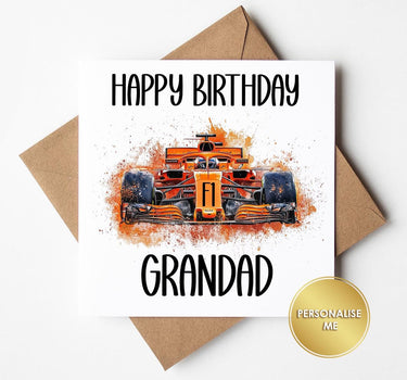 Personalised F1 Birthday Card, F1 Racing Car Card for Dad, Grandad, Brother, Uncle, Motorsport Fan Gift