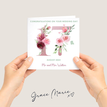 Personalised Floral Wedding Card, Custom Date, Mr and Mrs Names, Keepsake Gift