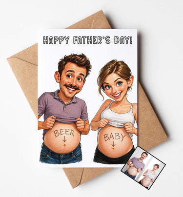 Funny Father's Day Card, Custom Father's Day Card, Photo Conversion Card, Funny Illustration Card