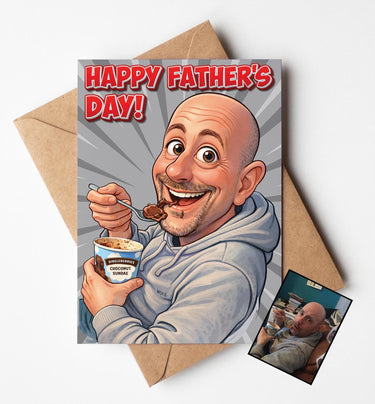Funny Father's Day Card, Custom Caricature Father's Day Card, Photo Conversion Card, Funny Illustration Card