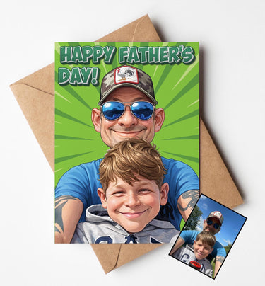 Funny Father's Day Card, Custom Caricature Father's Day Card, Photo Conversion Card, Funny Illustration Card