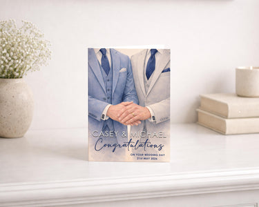 Personalised Wedding Card for Two Grooms – Same-Sex Marriage Congratulations (5" x 7")