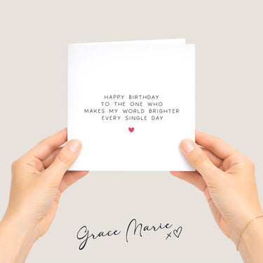 Birthday Card, Partner Husband Wife Boyfriend or Girlfriend, Romantic Birthday Card for Him or Her, Minimalist Typography Birthday Card