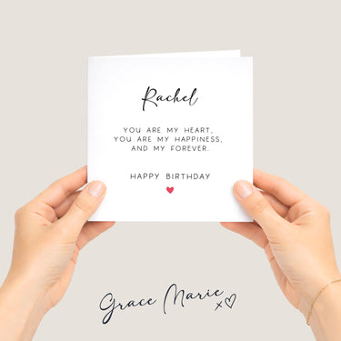 Personalised Birthday Card for Him or Her, Romantic Boyfriend, Girlfriend or Partner Card, Custom Name Card, Husband or Wife Birthday Card