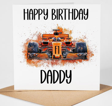 Personalised F1 Birthday Card, F1 Racing Car Card for Dad, Grandad, Brother, Uncle, Motorsport Fan Gift