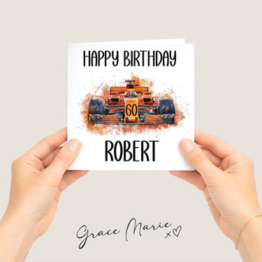 Personalised F1 Birthday Card, F1 Racing Car Card for Dad, Grandad, Brother, Uncle, Motorsport Fan Gift